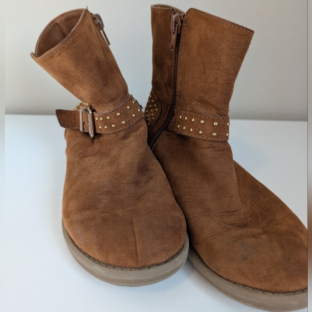 Brash Youth Girl Boots Size 2 Brown Embellished Fall Autumn Western Boho Cowgirl